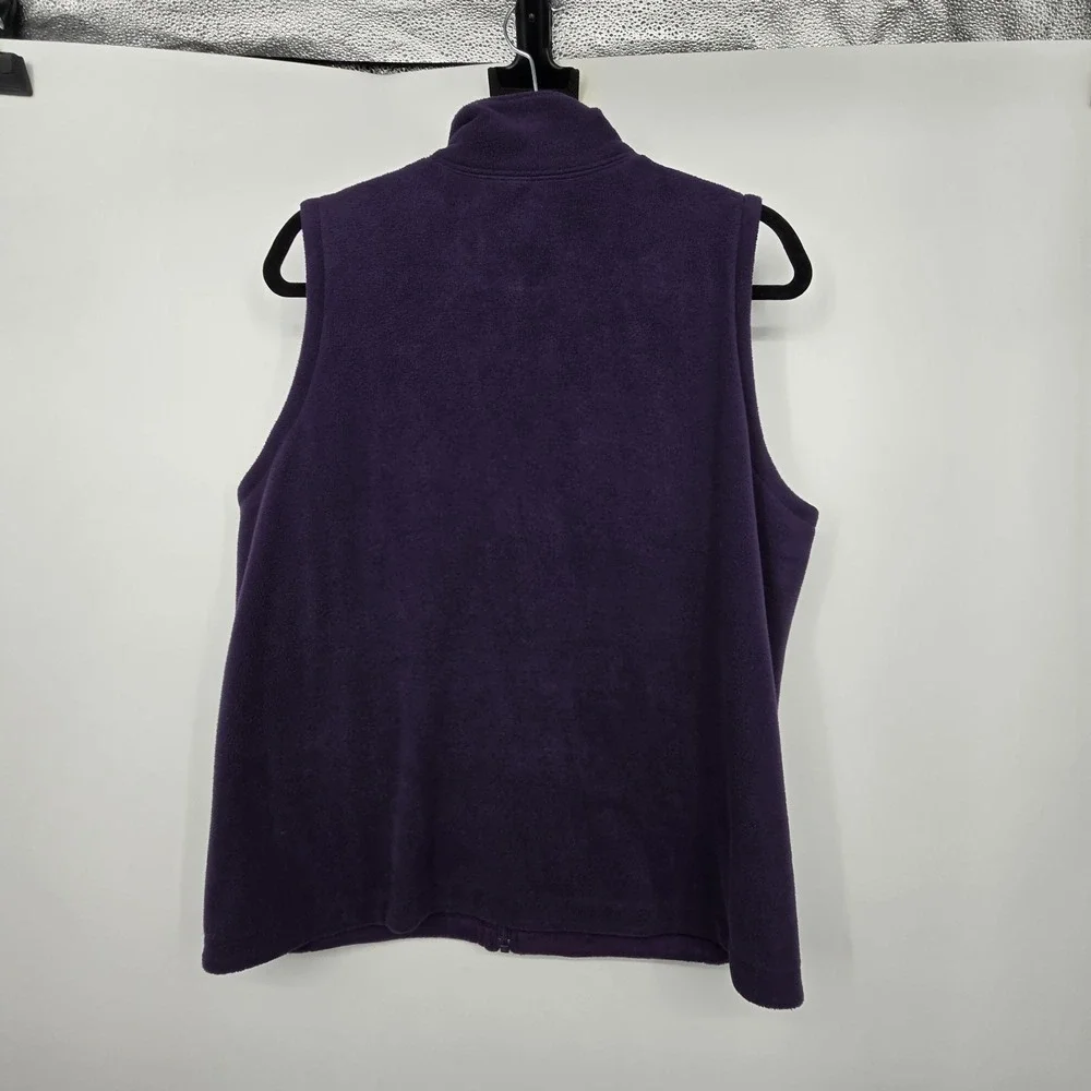 Land's End Full Zip Fleece Vest Women's MED Purple Plum Pockets‎ Outdoor Cozy